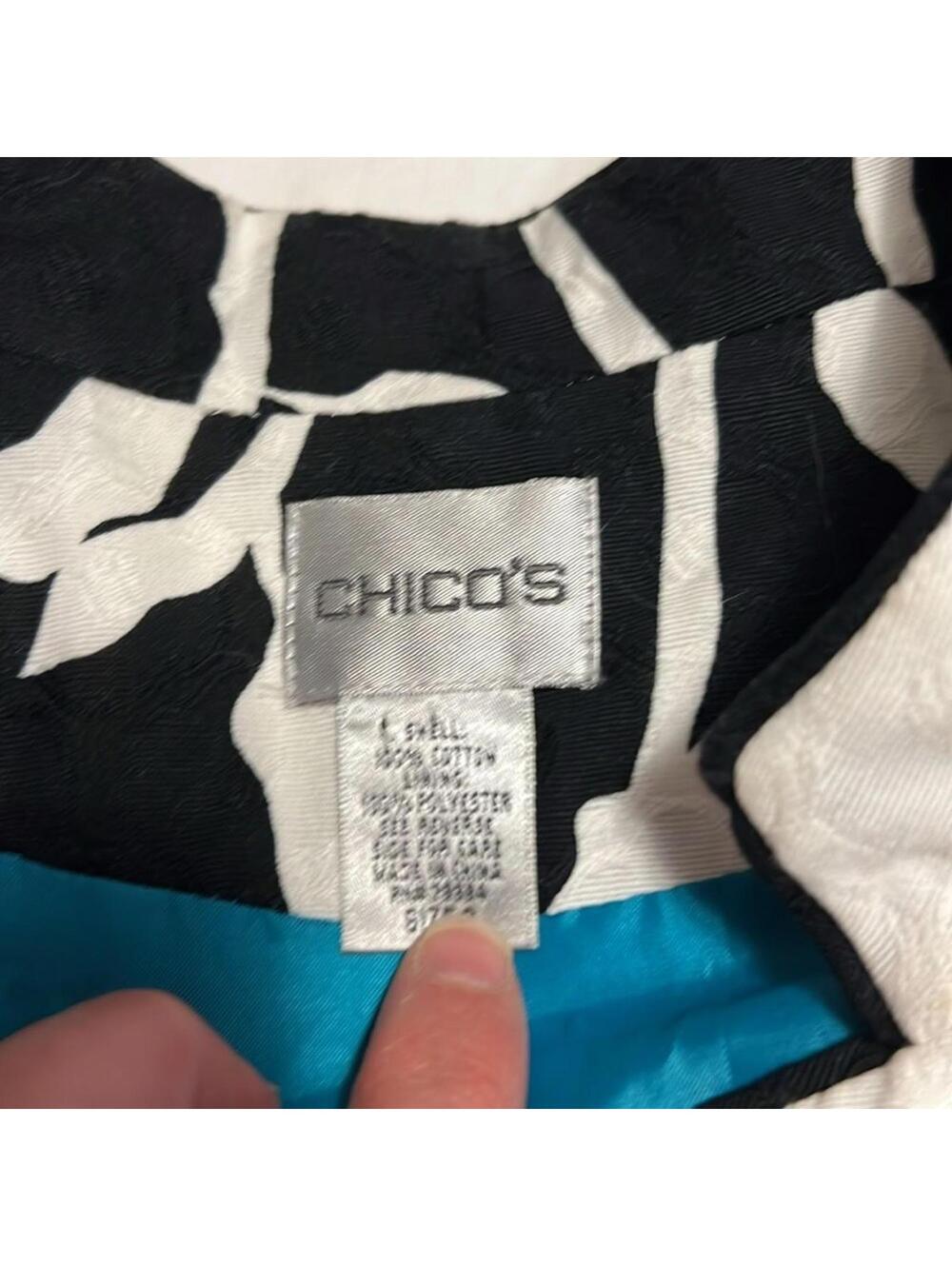 Chico's Textured Print Open Front Jacket 3/4 Sleeve Size 2 (12/14) - Picture 6 of 8